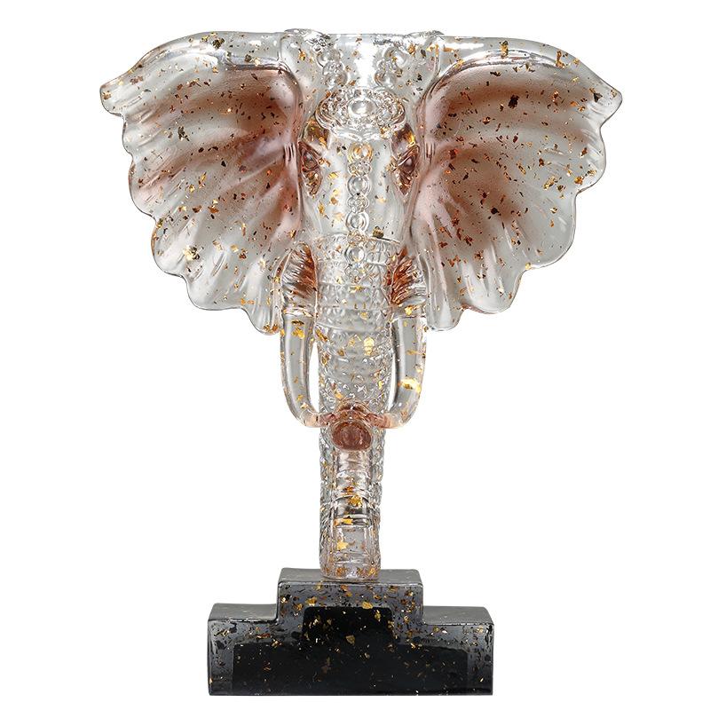 Resin Handicrafts Simulation Animal Sculpture Crystal Elephant Transparent Elephant Head Ornaments Home Decoration Accessories