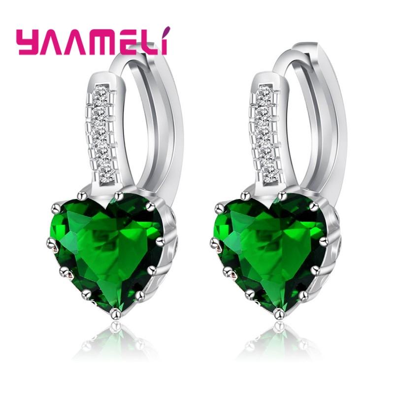Big Sale 925 Silver Loop Hoop Earrings Candy Color Cubic Zircon Charms Women Jewelry Wedding Accessory Brincos