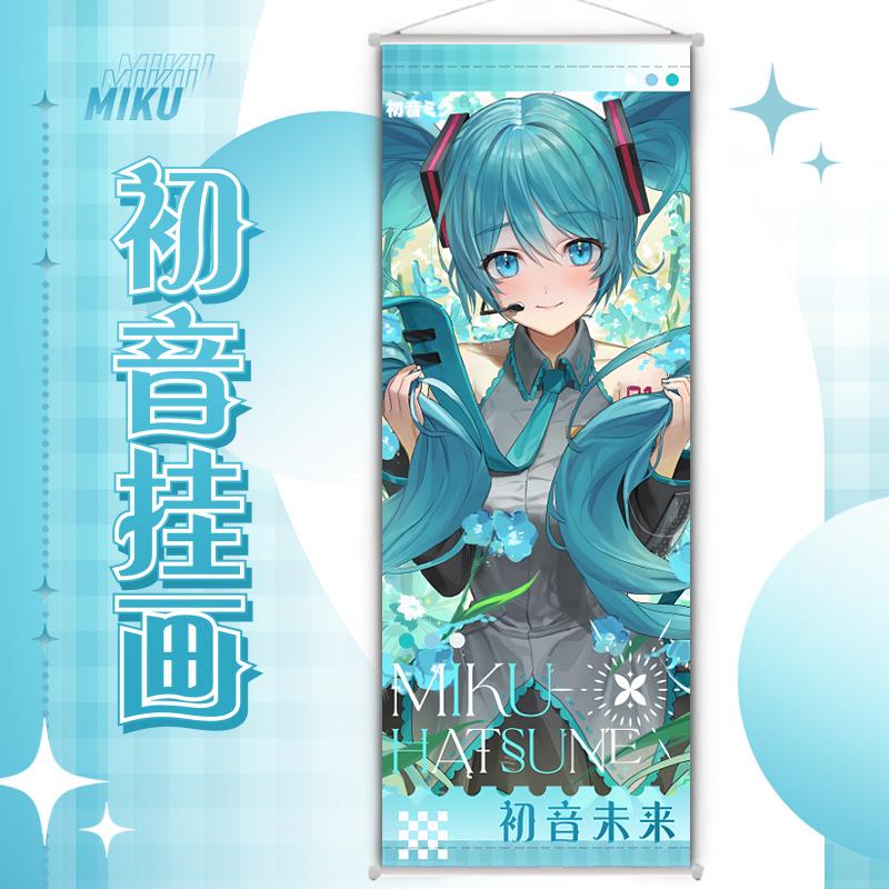 Miku Anime Peripheral Virtual Singer Room Decoration Scroll Canvas Wall Hanging Painting Kawaii Decor Poster Wall Art Gifts
