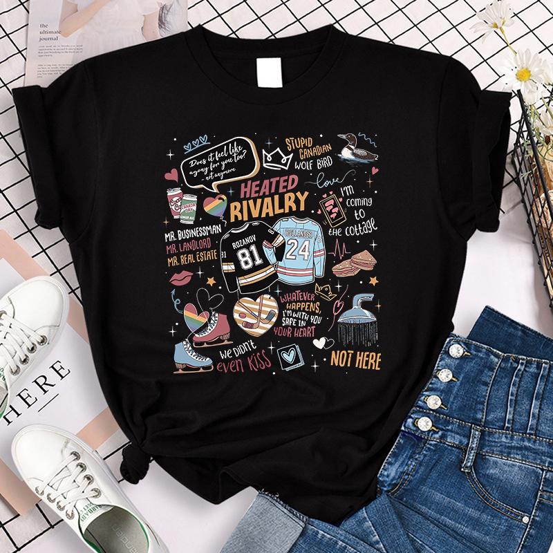 

Unisex Casual Gothic Y2k Tees Tops Women Unisex Graphic Vintage TShirt Heated Rivalry Print Crew Neck Short Sleeve T Shirt Clothes S