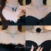 European and American exaggerated diamond-set love water drop fringe necklace design sense collarbone chain bridal temperament item decoration