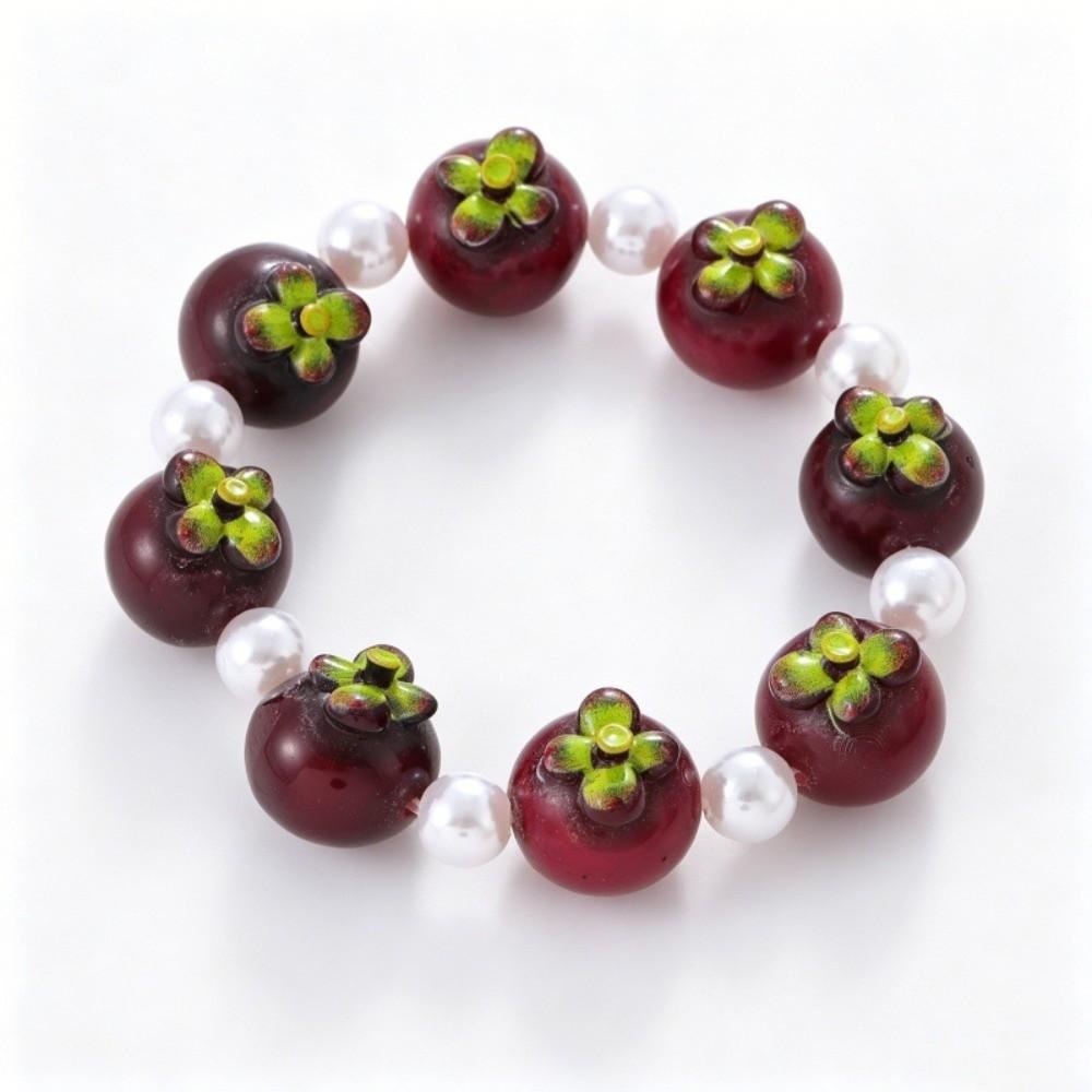 Elastic Fruit Hand Chain Colorful Stackable Bracelet Fashion 3D Resin Bead Bracelet  Party