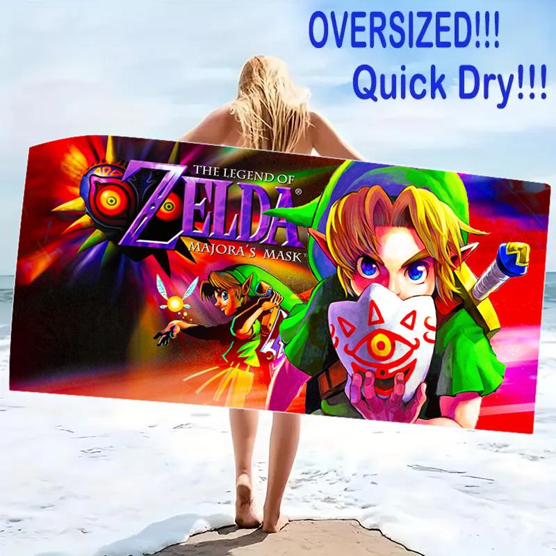 Game Legend of Zelda Print Beach Towel, Large Soft Quick Dry Towel for Beach Camping Swimming