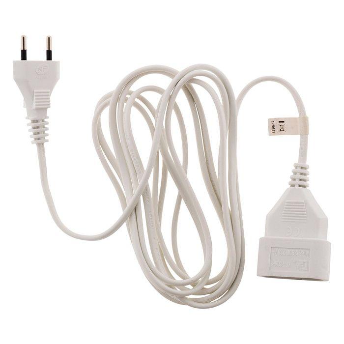 Rallonge domestique 5m - 1380W 6A - Blanc - Zenitech