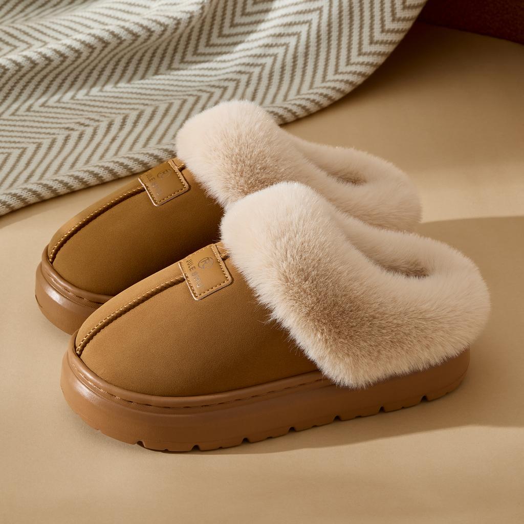 Platform Women Home Slippers Plush Warm Thick Bottom Slides Breathable Soft Non-slip Slippers