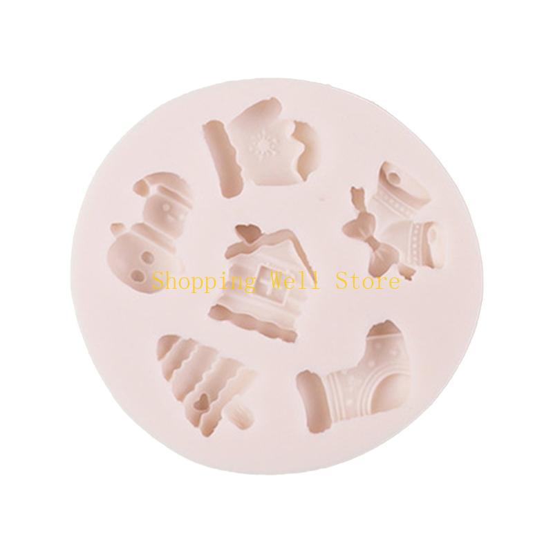 KX4B Christmas Santa Silicone Molds Fondant Cake Decorating Molds Baking Tool