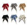 Women Scarf Patchwork Color Piercing Wrapped Short Scarf Fake Collar Winter Outdoor Cycling Wrap Around Scarf