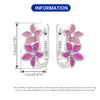 Original NEW S925 Silver Pink Purple Flowers Plants leaf Series Earring Hoop Earrings Women Jewelry Party Gifts