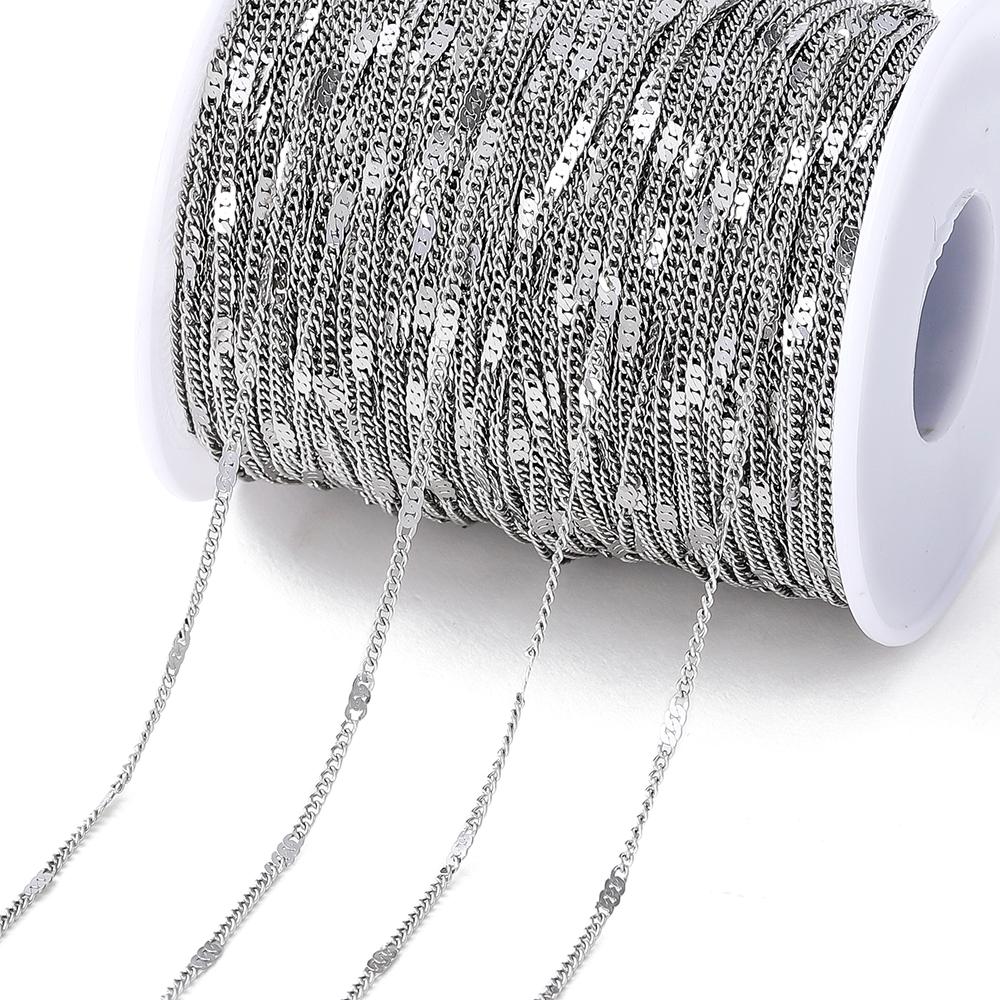

2Meter Stainless Steel Chains Flat Chain for DIY Necklace Bracelet Anklet Jewelry Making Accessories Supplies Wholesale