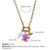 Vacation Wind Ocean Theme DIY Pendant Necklace Stainless Steel Gold Plated Fashion Versatile Jewelry Women