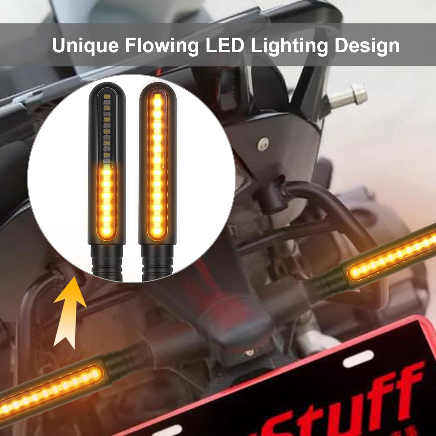 

Kinstecks 4PCS Motorcycle Indicators Flowing Turn Signal Lights Motorbike Turning Indicators Daytime Running Lights Brake Lights 12V for Motorcycle