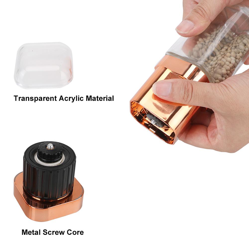 Rose Gold Glass Bottles Herb Grinders With Adjustable Ceramics Rotor Manual Salt Pepper Mill Kitchen Tools Spice Jar Containers