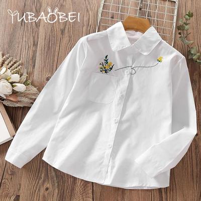 Chemise d'école pour adolescentes, chemisier en coton à manches longues en dentelle, vêtements pour enfants de 6 7 10 14 ans, printemps-automne