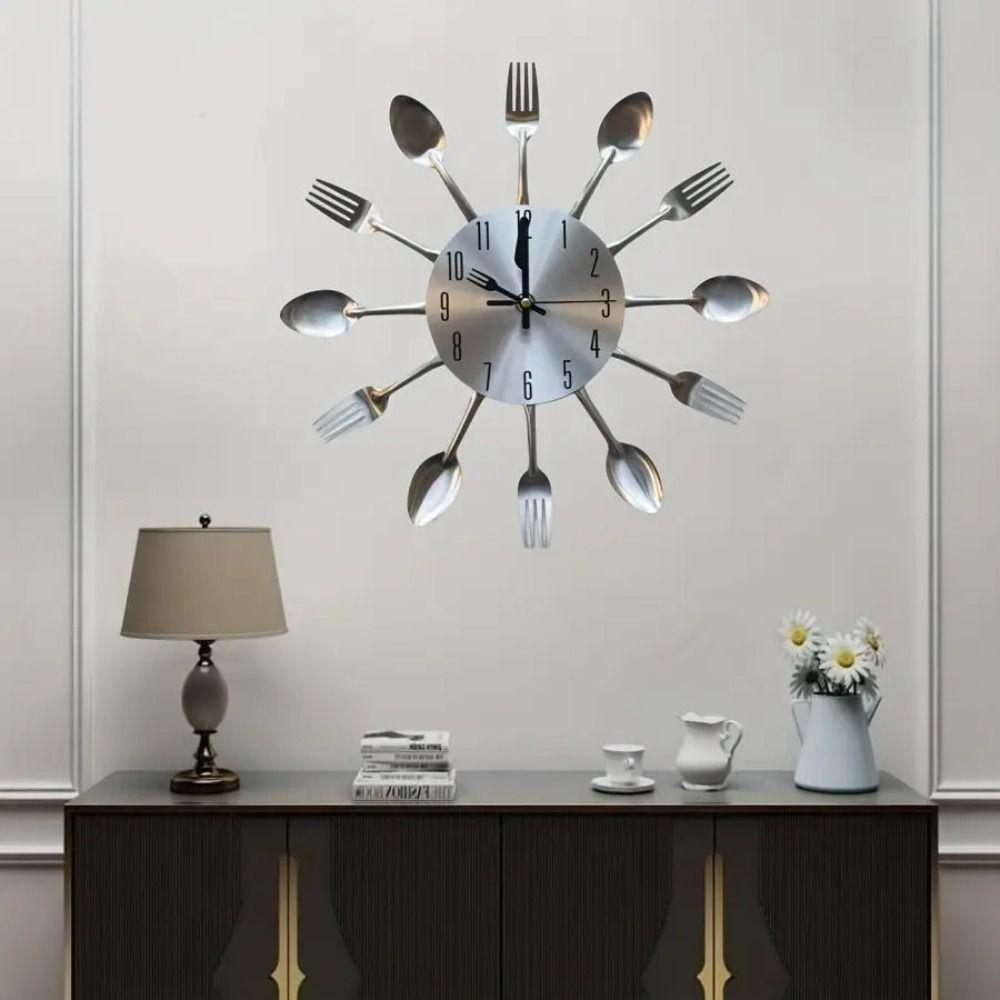 Removable Cutlery Wall Clock Modern Decorative Horloge Spoon Fork Wall Clock Restaurant