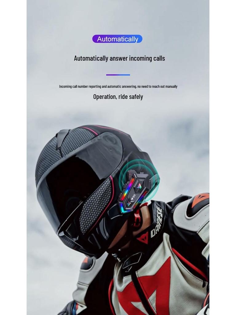 Y20 Waterproof Bluetooth Helmet Headset with RGB Lights and Heavy Bass