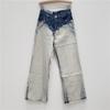 Gerade beschichtete Jeans Damen Herbst Neu High Street Tie-Dye Hohe Taille und Dünnes Weites Bein Bodenlange Hose Trendige Marke