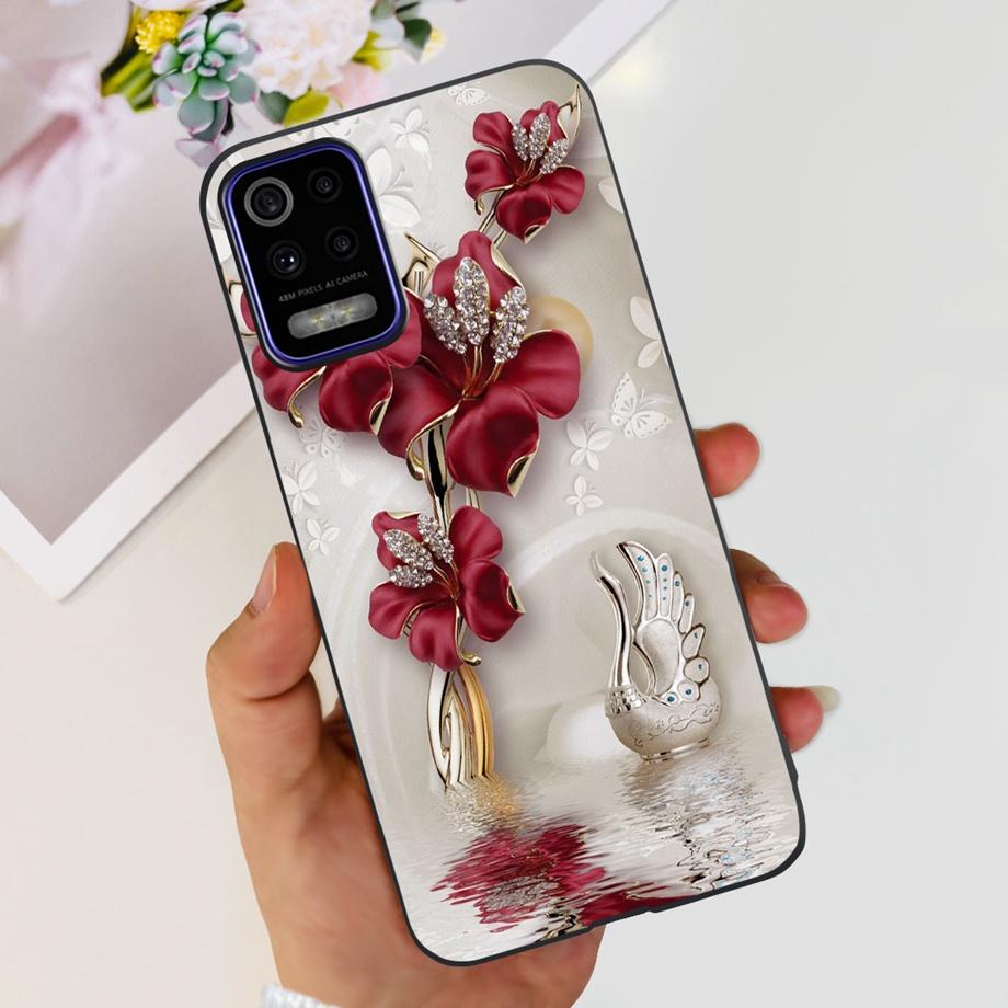 For LG K52 K42 K62 2020 Phone Case Back Cover Black Matte Soft TPU Silicone Bumper Shell For LG Q52 Q62 LGK52 K 62 Butterfly Bag
