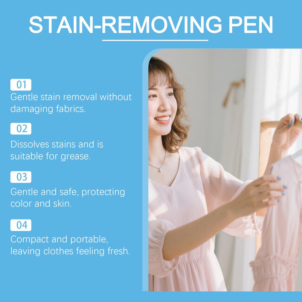 Fabric Stain Remover Pen, Stain Remover Pen Dissolving Oil Stains, Gentle Stain Remover Pen, Portable Clothing Cleaning Pen,9ml