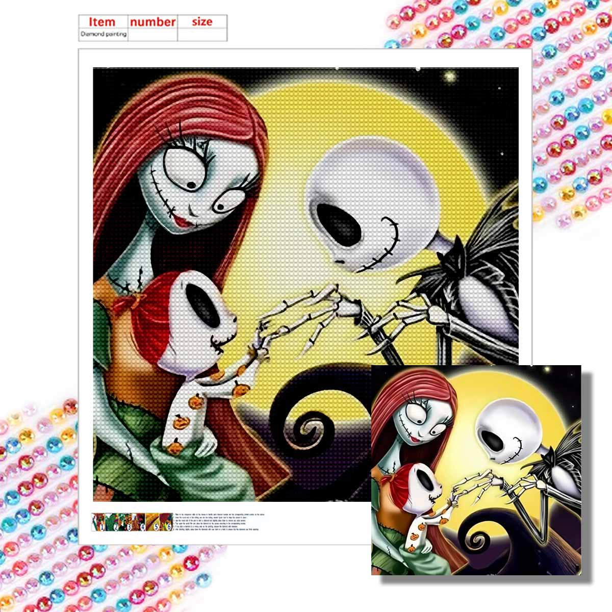 

Набор для 5D алмазной вышивки своими руками, Влюбленный скелет, Взрослый начинающий 5D Круглый алмаз Вышитая кристальная мозаика, Подходит для домашней настенной обстановки Round 20x20cm