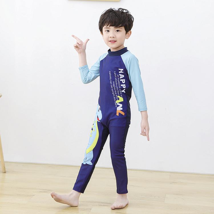 

Детский мультяшный купальник с длинным рукавом - Унисекс цельный пляжный и серф-одежда, размеры S/M/L L (5-6)