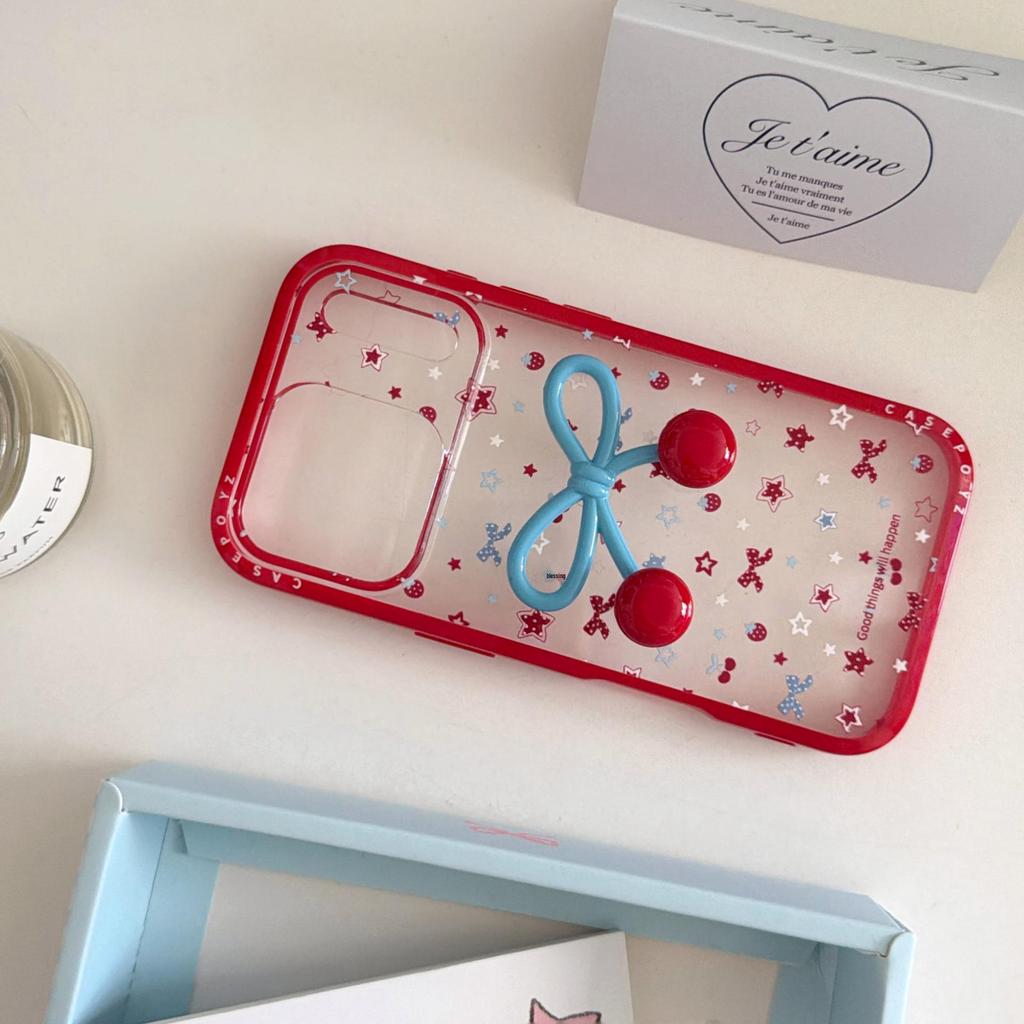 Custom Polka Dot Cherry Bow iPhone Case for 16 Pro Max/15/14 – New for Women
