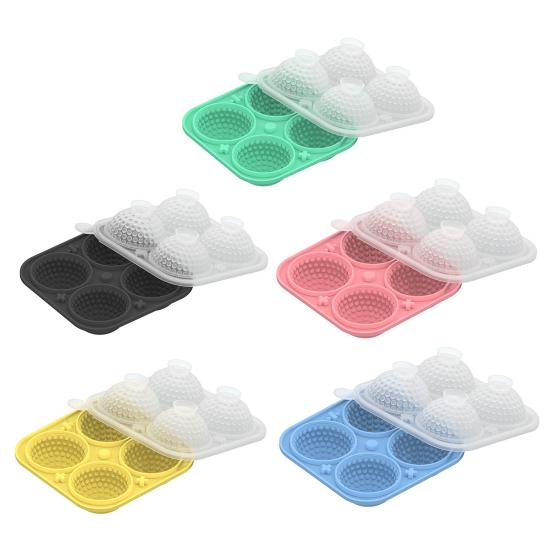 Golf Ball Ice Cube Tray with Funnel 4-Cavity Silicone Mold for Large Sphere Ice Easy-Release Leak-Proof Food-Grade Ice Cube Maker for Home Bar