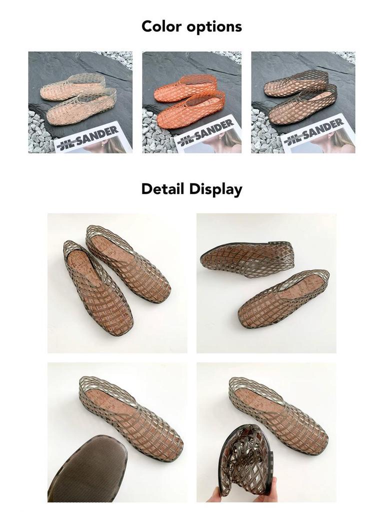 2025 Women's Mesh Slip-On Jelly Sandals: Crystal, Hollow Out, Flat Bottom, Comfortable, Casual Korean Style.