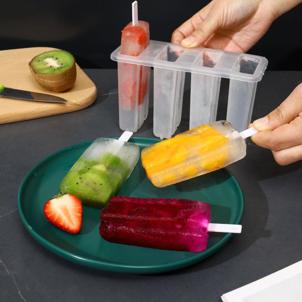 4-Link Old Popsicle Mold With Lid Home Made Homemade Mung Bean Popsicle Homemade Ice Cream Frozen Ice Cream Molds