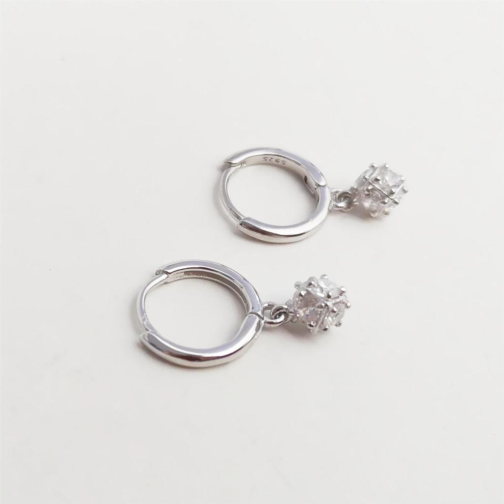 S925 Silver Zircon Diamond Earrings: Simple, Elegant, All-Match Ear Jewelry