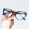 2pcs Cat Eye Reading Glasses Retro Floral Fashion Presbyopic Glasses Color Block Readers for Women Men +1.0 To +4.0