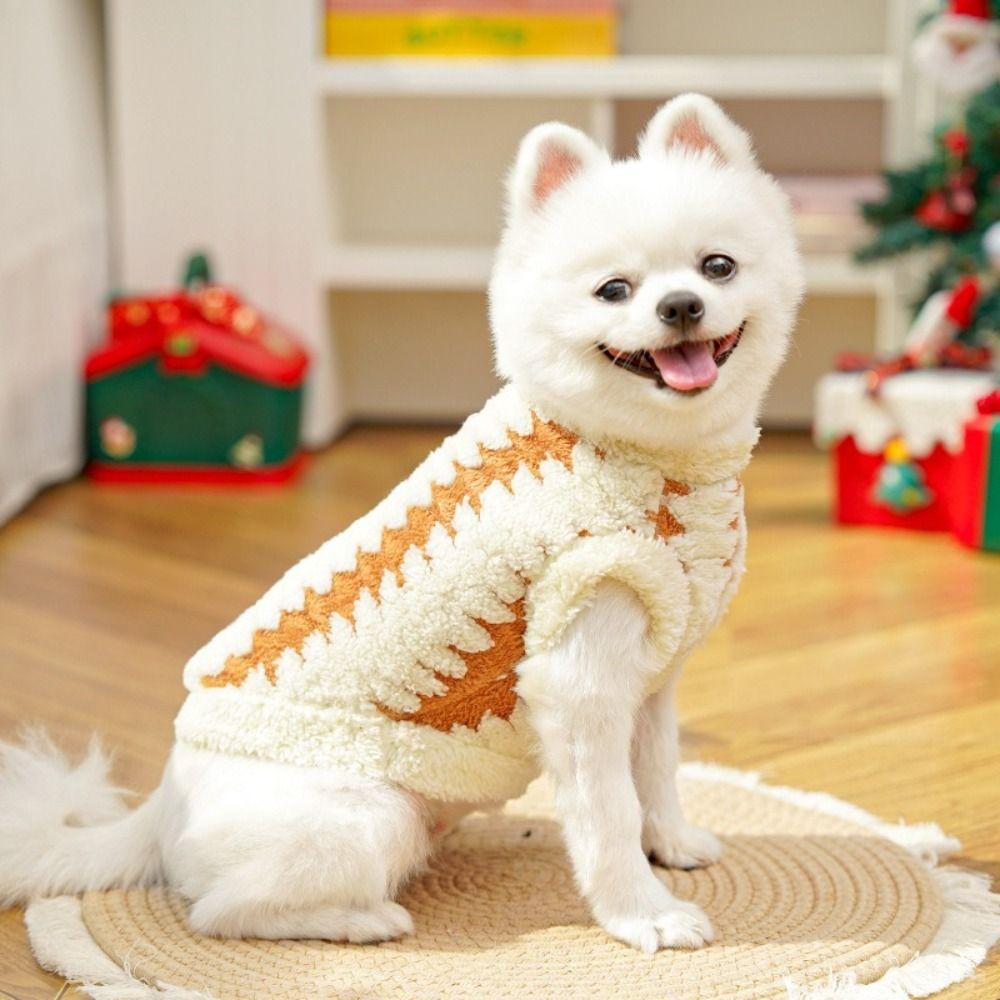 Dog Velvet Outfits Windproof Christmas Pet Clothes Comfortable Soft Cat Warm Vest Velvet Puppy Two-Legged Clothing Winter Wear