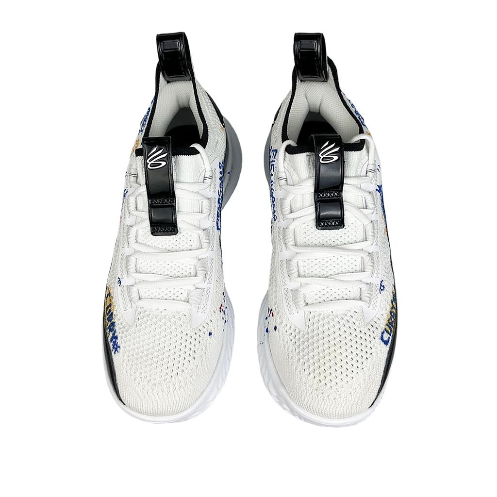 Under Armour Curry 8 Slip Resistant Abrasion Resistant Low top Basketball Shoes Unisex White Black 3024785-111(Team40-30)