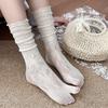 Women's Summer Lace Trim Two-Toe Socks, Japanese Tabi Style, Hollow Slouchy Design, Pig's Trotter Socks