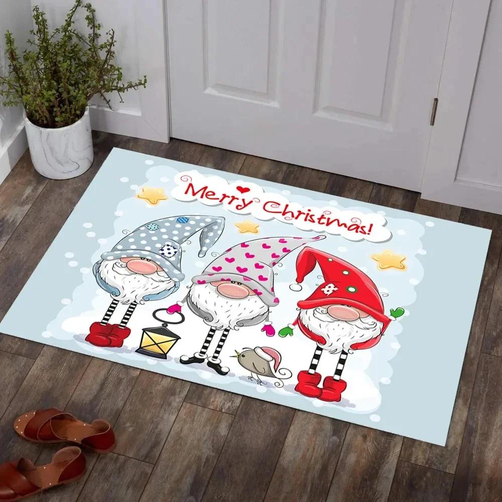 Weihnachtsteppich Bereichsteppiche Rutschfeste Eingangsfußmatte für Wohnzimmer Schlafzimmer Dekor Weiche Badezimmer Küchenbodenmatte Vorleger