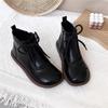 Literary round head cute short women's boots spring and autumn new Martin boots zipper low heel soft sole comfortable short boots tide