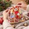 Christmas Small Gifts Drawstring Gift Bag with Handle Reusable Canvas for Packaging Bags Present Xmas Candy Goodie Treat Pouch Holiday Party