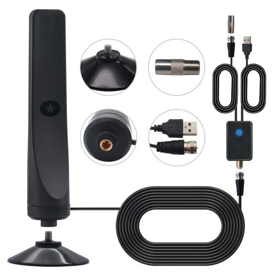Digital TV Antenna 1080P Standing Suction Cup Supporting 4K 50-Mile Range Free Local Channels All Television