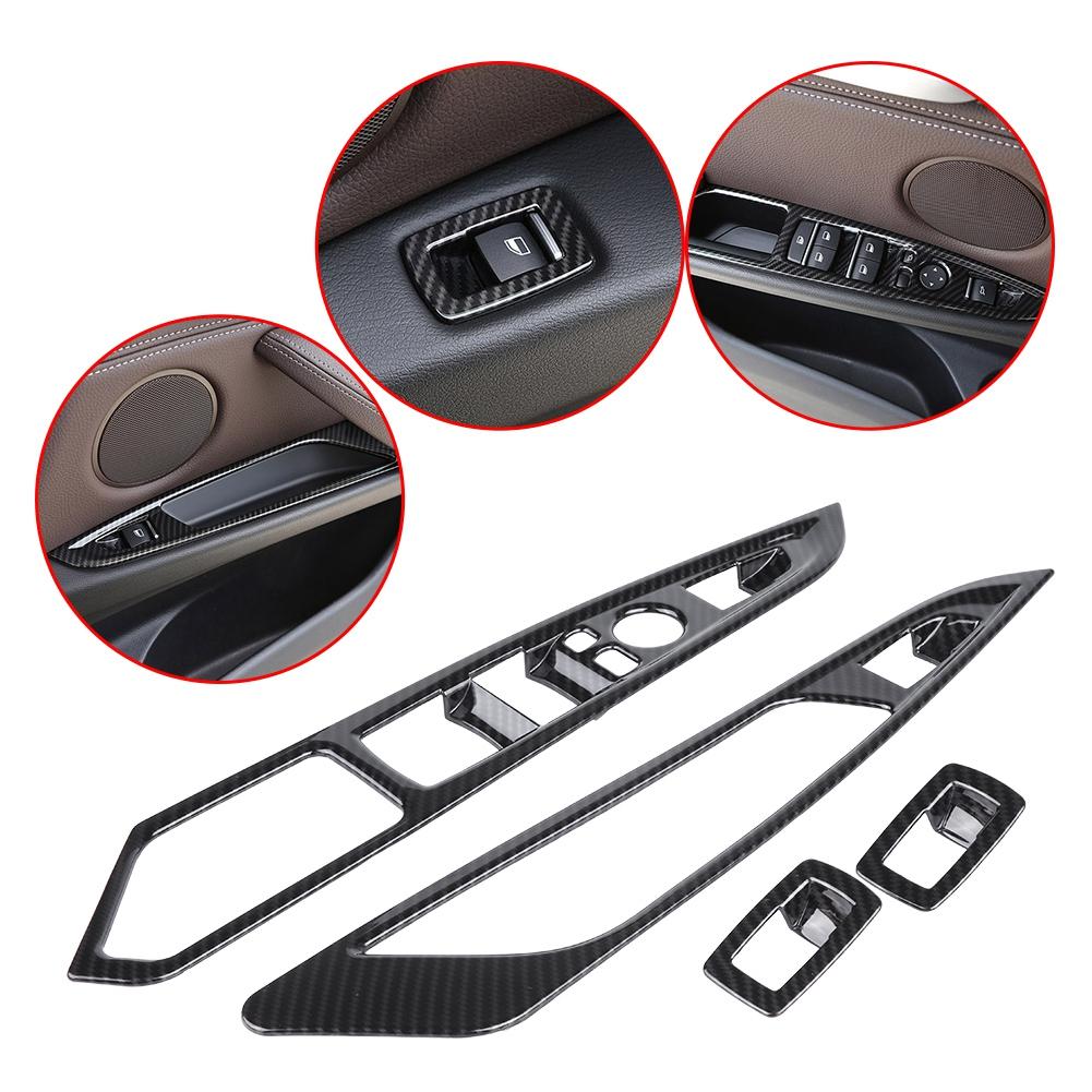 4pcs Carbon Fiber Car Window Switch Button Cover Trim for BMW X5 X6 F15 F16 14 18 Carbon Fiber