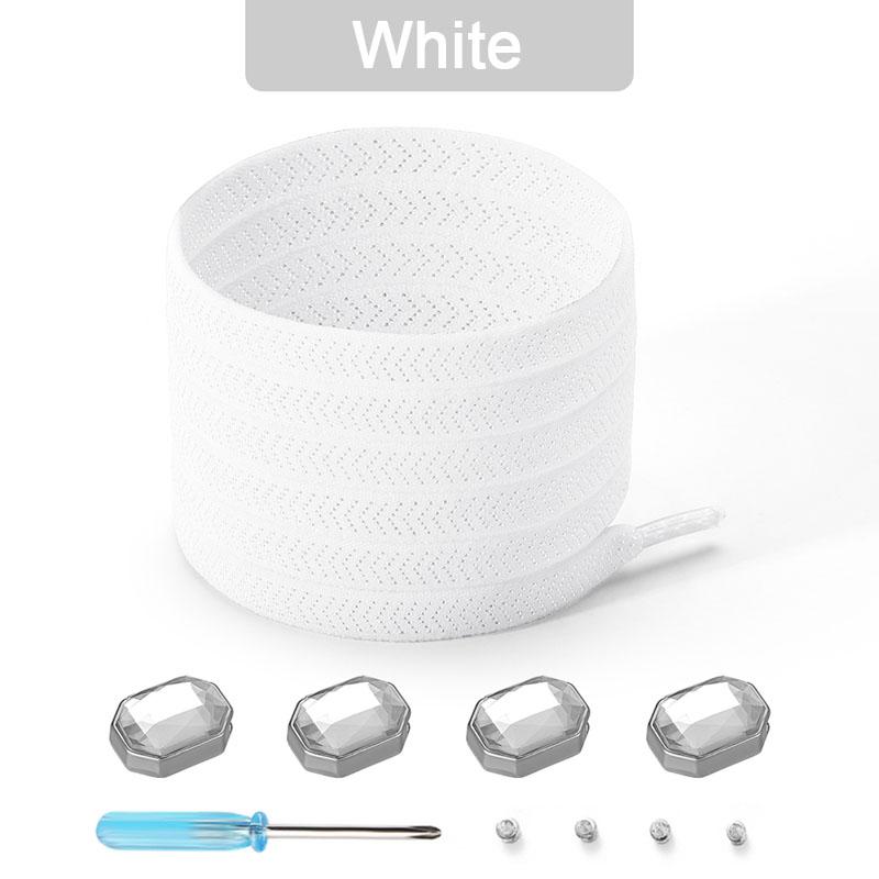 Colorful Diamond Elastic Laces Sneakers No Tie Shoelaces Rhinestone Shoe Laces without Ties Kids Adult Quick Flat Shoelace 1Pair