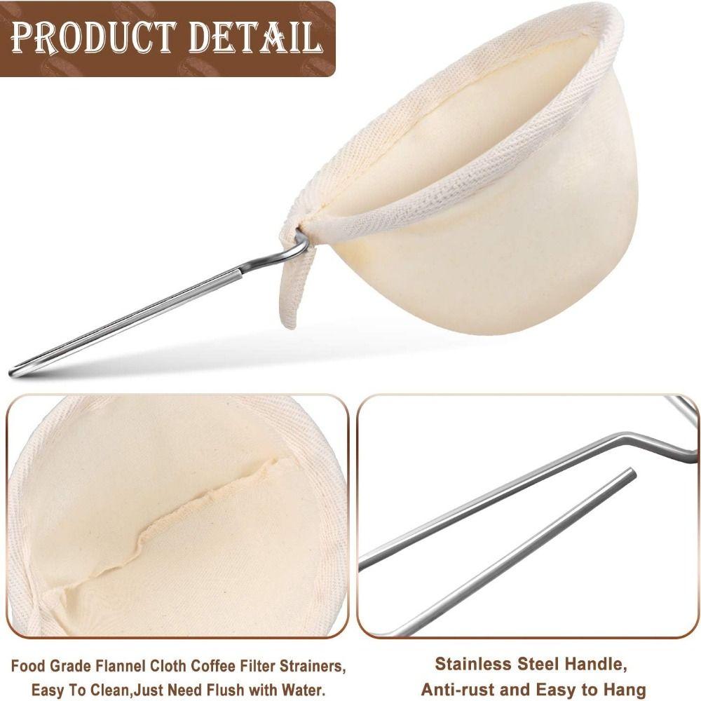 Flannel Cloth Strainer Coffee Strainer Pouch Reusable Coffee Filter Sock Coffee Filter Bag  Kitchen