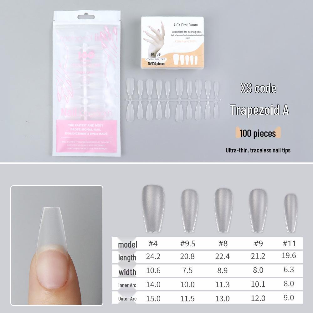 Pre-sized Frosted Ladder-Shaped Nail Tips - 100 Pcs, Thin & No Filing Needed