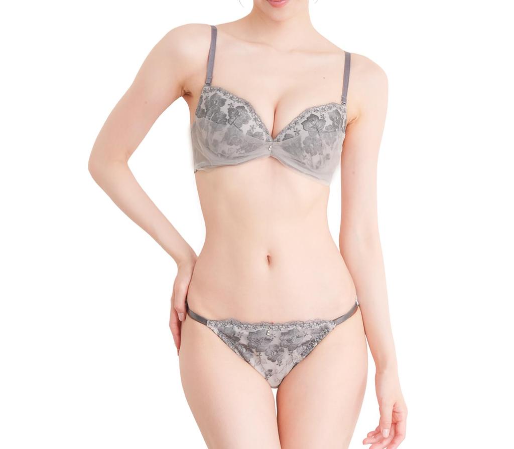 Acoa Gray F85 Satin Smooth Panties with Wide for Women In Their 40s [Laurea Coa] Women's No-Lift Hooks, Small, Soft, Pads, Lace,
