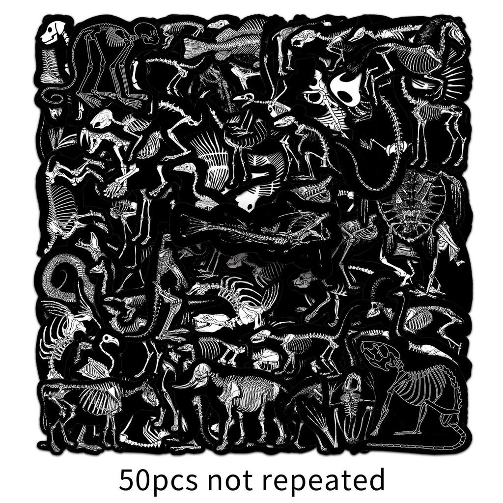 50 Animal Skeleton Stickers: Colorful Bone Art for Journals & Decor