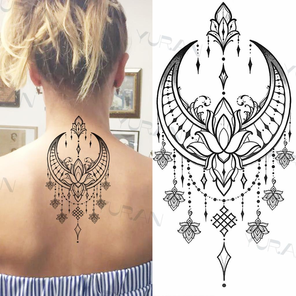 Zwarte Grote Slang Bloem Fake Tattoo Sticker Voor Vrouwen Dot Rose Pioen Tijdelijke Tattoos DIY Water Transfer Tatoos Meisjes