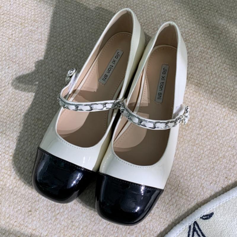Fashion 2025 Spring Autumn Vintage Women's Shoes Mary Janes Shallow Mouth Square Toe Women Single Shoes Elegant Shoes Zapatos De Mujer