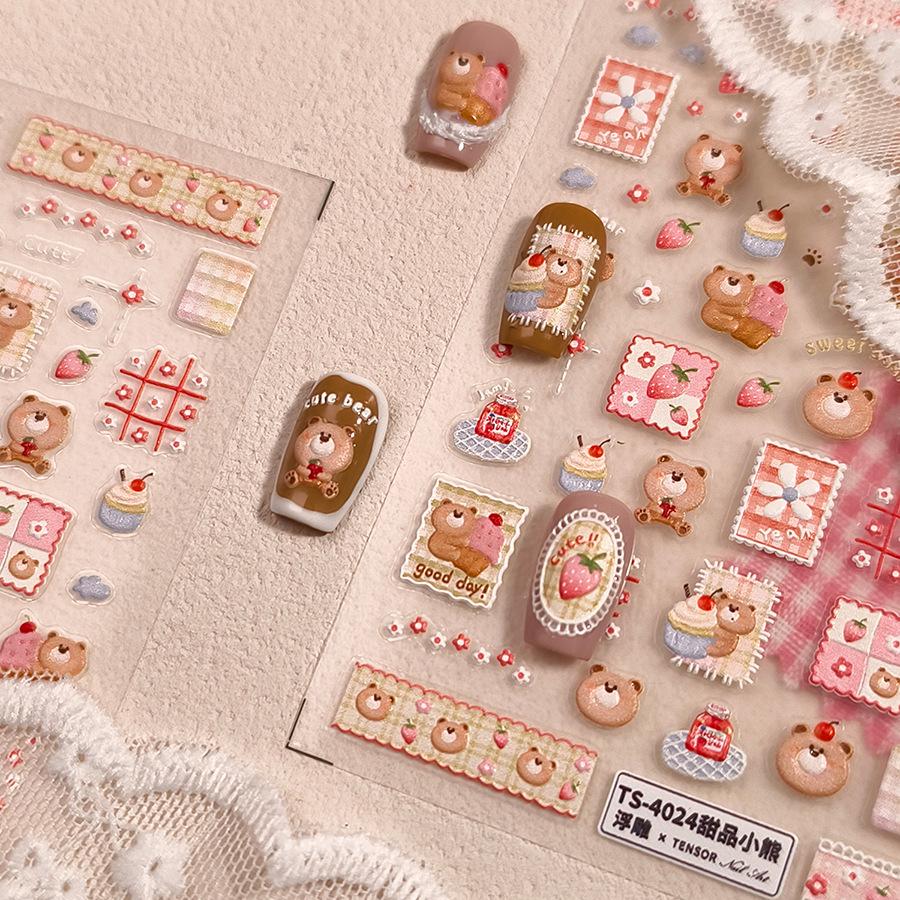 

Magico Ferrite 5D Embossed TS-4024 Teddy Bear Frosted Nail Art Stickers
