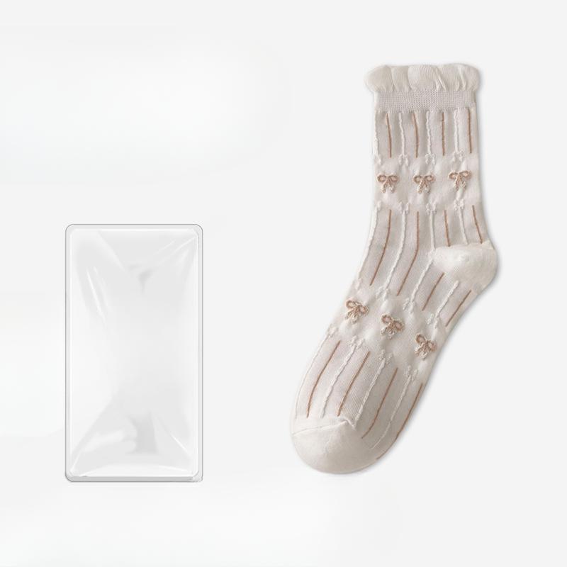 Female Spring and Autumn New Bubble Mouth Three Dimensional Jacquard Tube Socks