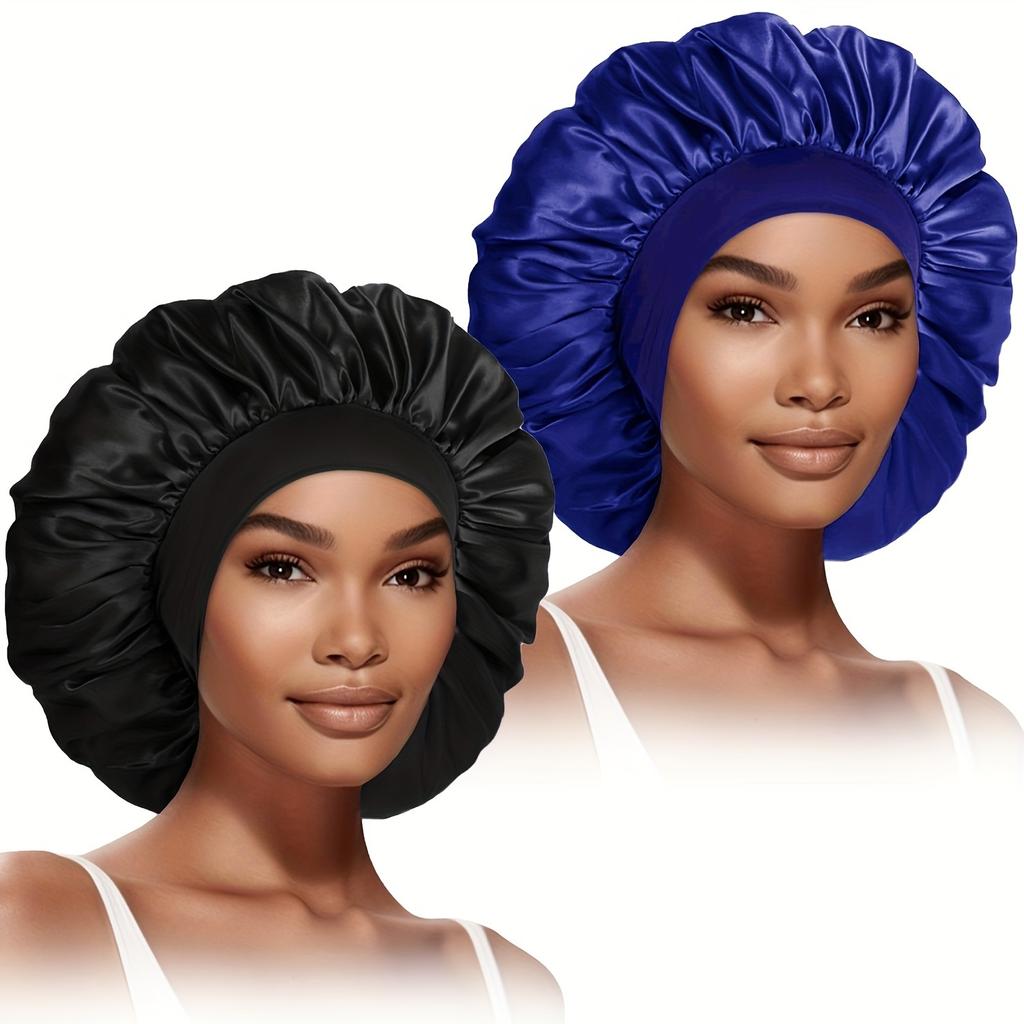 4pcs/set Luxurious Satin Hair Bonnets Multipurpose Wide Elastic Turban for Beauty Sleeping & Bath Shower for Women Hair Care Cap