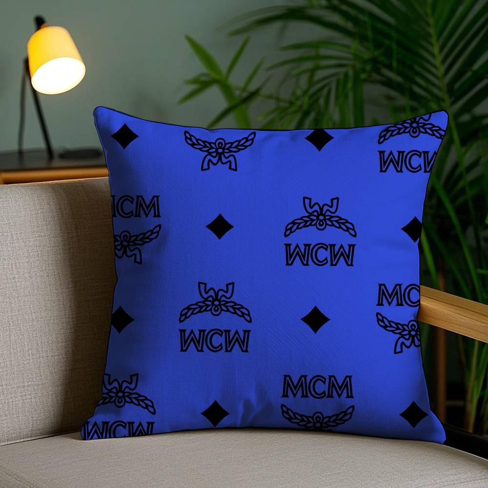 

Classic Ingenious Design Prints MCM-M Pillow Case Anti-dustmite Pillowcase Invisible zipper silky short plush Sofa cushion cover 12x12Inch