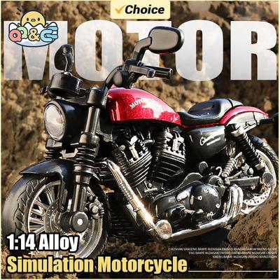 Non-Toxic 1/14 Motorcycle Toys Simulation Alloy Car Model With Sound And Light Pull Back Toy Car Toys Hobbies Modeling Die Cast Vehicles